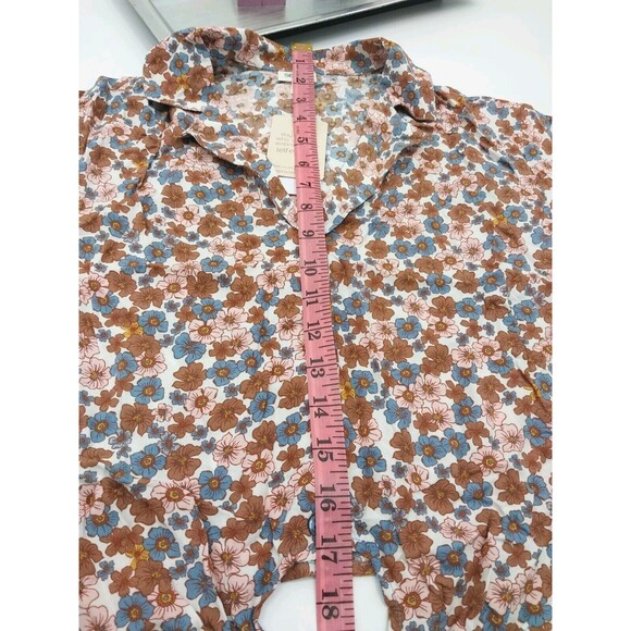 Self Esteem Top Shirt knotted Women Junior Button Front Short Sleeve Fall Sz XS - Picture 5 of 10